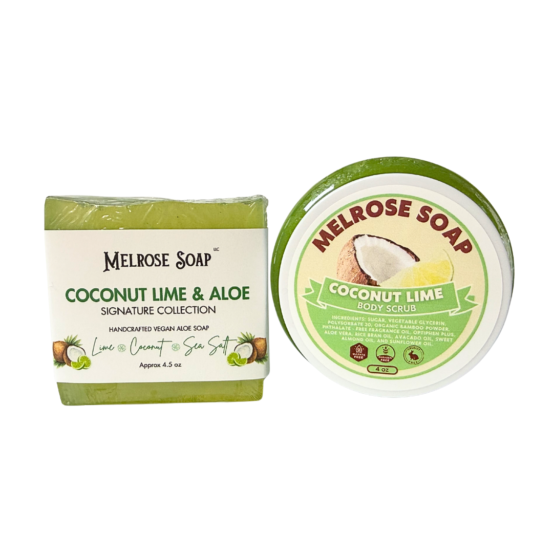 Coconut Lime Soap & Scrub Duo | Hydrating Bundle – Melrose Soap, LLC